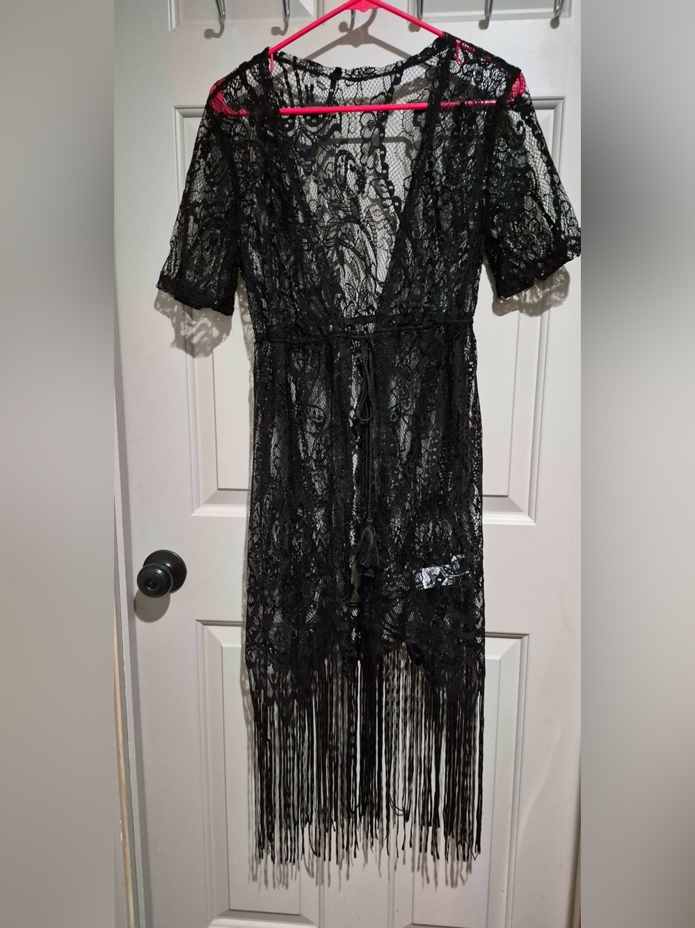 Black Lace Fringe Asymmetrical Dress - Elegant Evening Cover